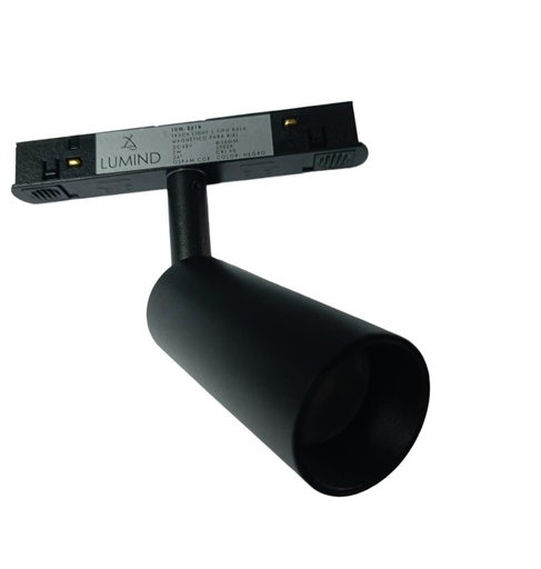 [LAM-LUM-LUM-642B] LAMPARA LED INTEGRADA TIPO BALA 12W 3000K 48V P/RIEL MAGNETICO NEGRO REF LUM-642B LUMIND