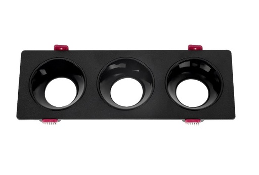 [LAM-LUM-LUM-778] LAMPARA SPOT TRIPLE CUADRADO EMPOTRABLE P/DICROICO GU10 NEGRO BRILLANTE REF.LUM-778 MARCA LUMIND