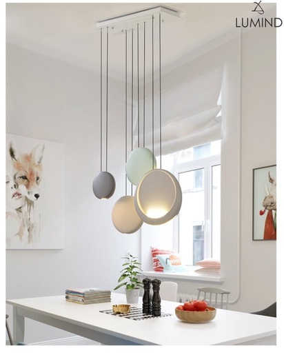 [LAM-LUM-LUM-855] LAMPARA COLGANTE DECORATIVA 19W 3000K MOD. GRUS C/ BLANCO-NEGRO-GREEN-COFFE REF.LUM-855 MARCA LUMIND