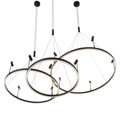 [LAM-LUM-LUM-991] LAMPARA COLGANTE AROS EPISTAR 12W + 40W 3000K COLOR NEGRO REF. LUM-991 MARCA LUMIND