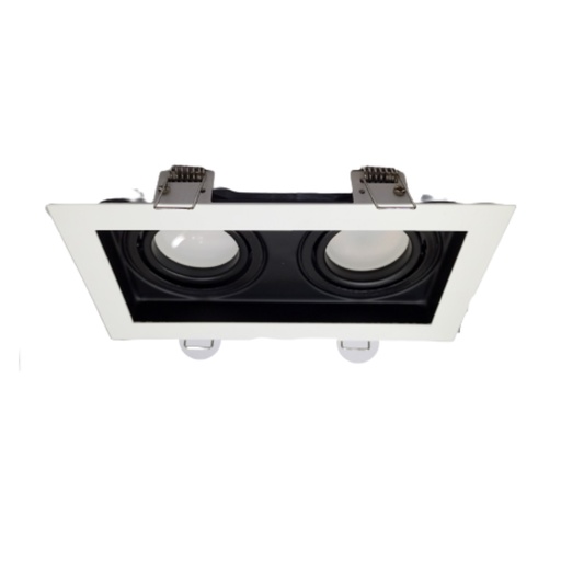 [LAM-LUX-HEZA-185N-N] LAMPARA SPOT MARCO CUADRADO DOBLE EMPOTRABLE C/SOCATE GU10 COLOR BLANCO- NEGRO REF.HEZA-185N LUXOLAR