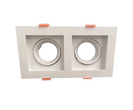 [LAM-LUX-HEZP-187B] LAMPARA SPOT MARCO CUADRADO DOBLE EMPOTRABLE C/SOCATE GU10 COLOR BLANCO REF. HEZP-187B MARCA LUXOLAR