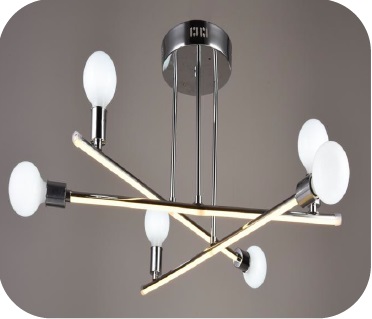 [LAM-MAX-LTP-0105] LAMPARA DE TECHO 3 BRAZOS LED MOD. HADES 6 X ( 7 W ) 3000 K METAL/CROMO/SILICON MARCA MAXILUZ