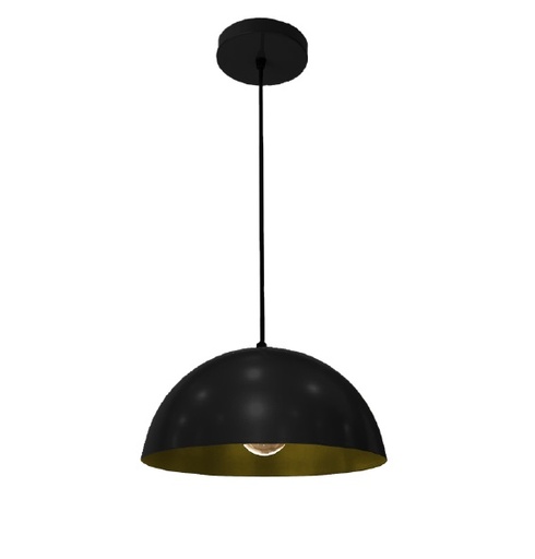 [LAM-PIE-00108065] LAMPARA COLGANTE 60W E27 17 X 33 CM CUPULA COLOR NEGRO DORADO REF. 00108065 MARCA PIERROT