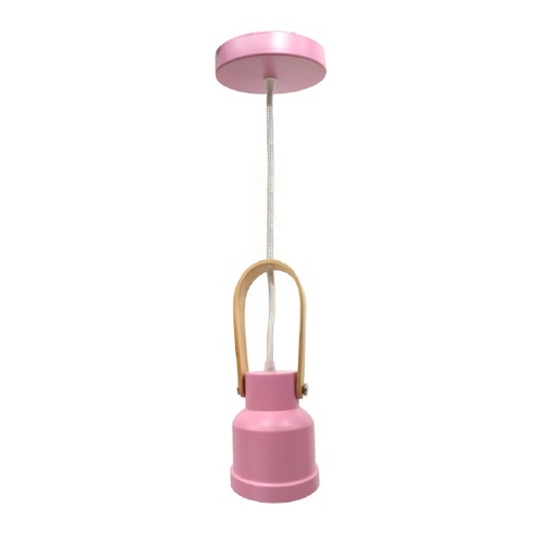[LAM-PIE-00108082] LAMPARA COLGANTE 60W E27 28 X 11.5 X 11.5 CM ATLI ROSADO BLANCO BRILLAN REF. 00108082 MARCA PIERROT