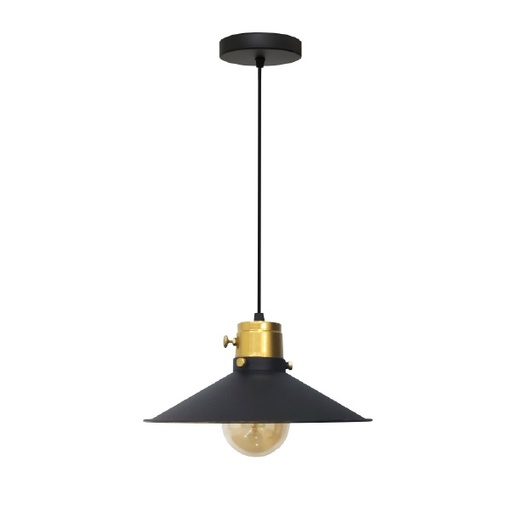 [LAM-PIE-00110098] LAMPARA COLGANTE 60W E27 13 X 26 X 26 CM VINTAGE NEGRO MATE DORADO REF. 00110098 MARCA PIERROT