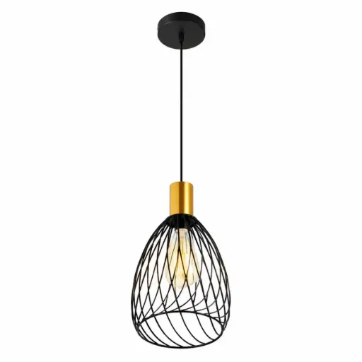 [LAM-PIE-00110438] LAMPARA COLGANTE 60W E27 20 X 20 X 25 CM ATRIA COLOR NEGRO-MADERA REF. 00110438 MARCA PIERROT