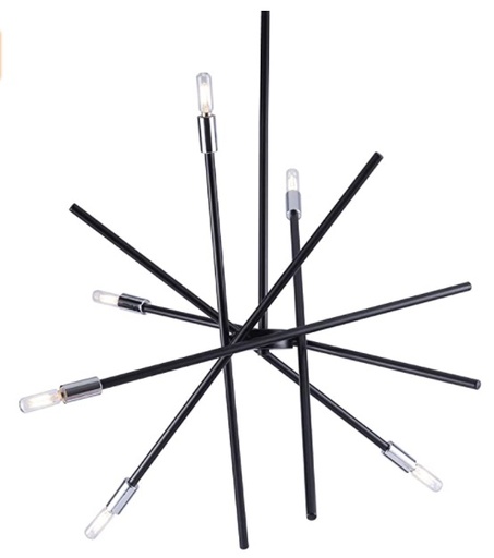 [LAM-VIL-X002IAE3Y5] LAMPARA COLGANTE DE TECHO MOD. CONTEMPORANEA 6 LUCES 60 W E12 NEGRO REF. X002IAE3Y5 MARCA VILUXY