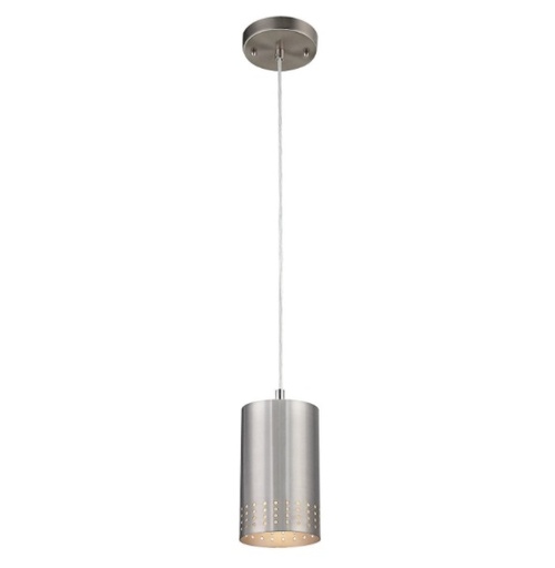 [LAM-WES-61012] LAMPARA COLGANTE CILINDRICO PERFORADA COLOR NIQUEL CEPILLADO REF. 61012 MARCA WESTINGHOUSE