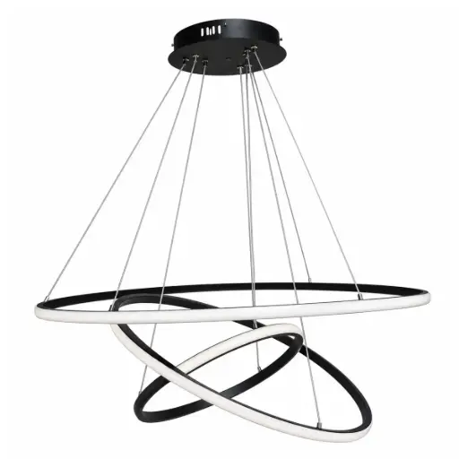 [LAM-ZAX-1584] LAMPARA COLGANTE LED 113W 80+60+40 SWIRL LUZ FRIA EXT/ LUMINOSO COLOR NEGRO REF. 1584 MARCA ZAXON