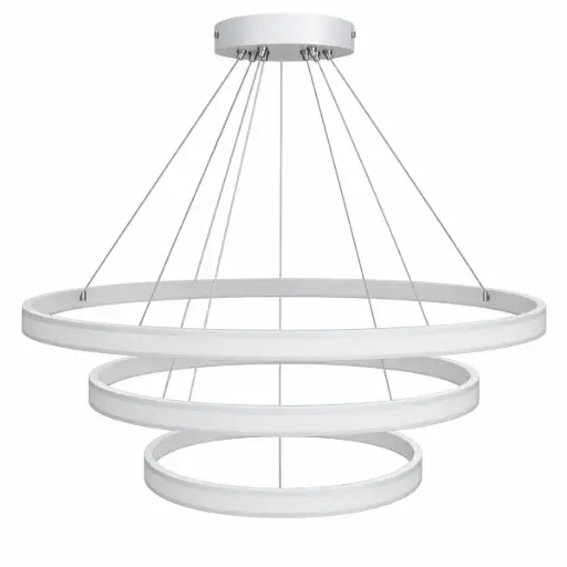[LAM-ZAX-1594] LAMPARA COLGANTE LED 152W 100+80+60 ANILLOS LUZ FRIA D/ ILUMINACION COLOR PLATA REF.1594 MARCA ZAXON