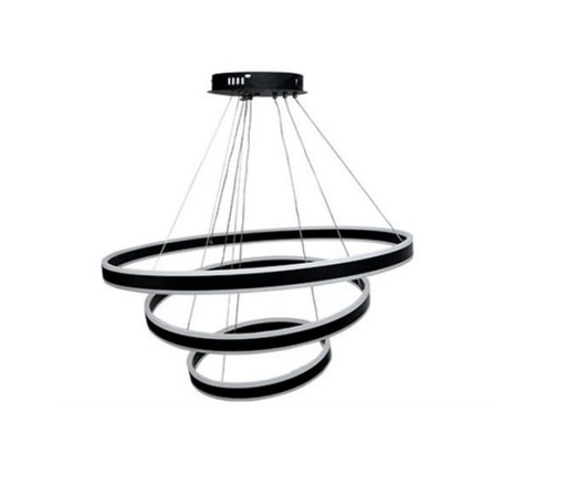 [LAM-ZAX-1597] LAMPARA COLGANTE LED 302W 100+80+60 ANILLOS LUZ FRIA D/ ILUMINACION COLOR NEGRO REF.1597 MARCA ZAXON