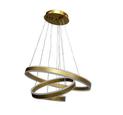 [LAM-ZAX-1598] LAMPARA COLGANTE LED 152W 60+40+20 SWIRL LUZ FRIA D/ ILUMINACION COLOR DORADO REF. 1598 MARCA ZAXON