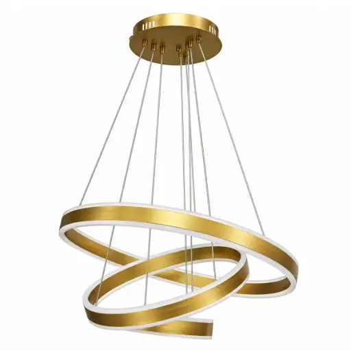 [LAM-ZAX-1598] LAMPARA COLGANTE LED 152W 60+40+20 SWIRL LUZ FRIA D/ ILUMINACION COLOR DORADO REF. 1598 MARCA ZAXON