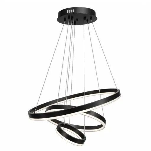 [LAM-ZAX-1603] LAMPARA COLGANTE LED 113W 80+60+40 SWIRL LUZ FRIA D/ ILUMINACION COLOR NEGRO REF. 1603 MARCA ZAXON