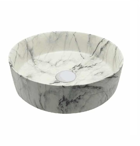 [LAV-KUB-KU-3134-M805] LAVAMANOS REDONDO DE SOBREPONER 35.5 CM X 35.5 CM X 12 CM LINEA MARBLE REF. KU-3434-M805 MARCA KUBO
