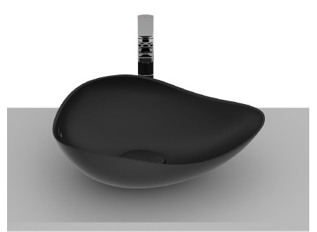 [LAV-ROC-ROLAV9969] LAVAMANOS OVALADO DE SOBREP. 54CM X 37.5CM RUY OHTAQUE NEGRO MATE REF. ROLAV9969 / 145512 MARCA ROCA