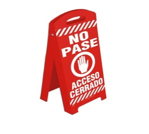 [LET-SEV-PR-20] LETRERO BALIZAMIENTO PRECAUCION PISO " NO PASE ACCESO CERRADO " COLOR ROJO REF. PR-20 MARCA SEVEN