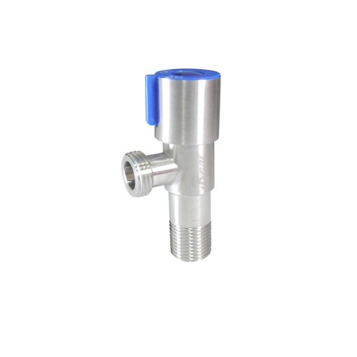 [LLA-BAR-PAS.01.01] LLAVE DE ARRESTO DE 1/2" X 1/2" ACERO INOX. POMO AZUL REF. PAS.01.01 MARCA BARI