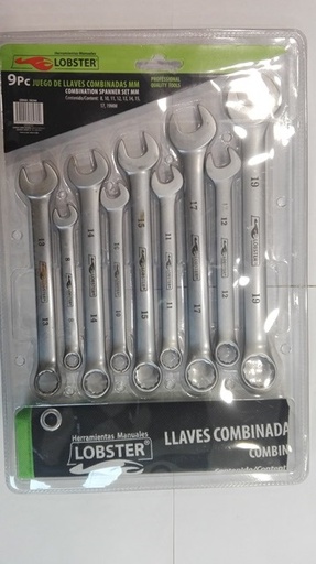 [LLA-LOB-382366] JUEGO DE LLAVES COMBINADAS STANDARD DE 9 PZAS REF. 382366 MARCA LOBSTER