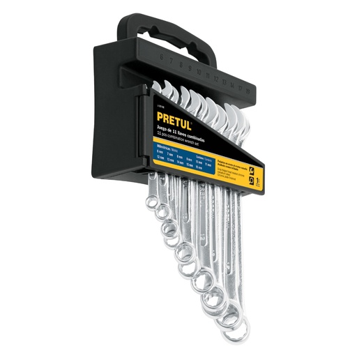 [LLA-PRE-21991] JUEGO LLAVE COMBINADA 11 PZAS 6 - 16 MM MOD. J-2011M REF. 21991 MARCA PRETUL