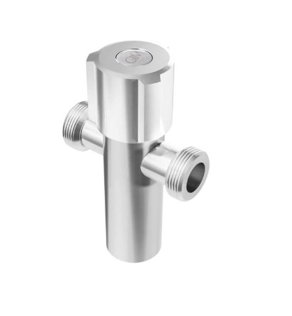 [LLA-QM-14.600.012] LLAVE / VALVULA DE ARRESTO SERIE DELTA C/DOBLE CONEX. HEMBRA 1/2X1/2X1/2" COLOR SATIN QUALITY METAL