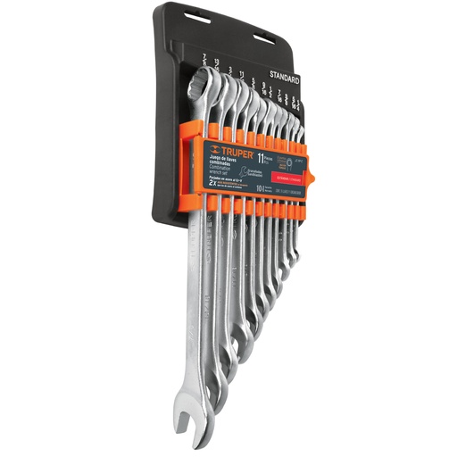 [LLA-TRU-15781] JUEGO DE LLAVE COMBINADA GRANALLADA 11 PZAS. 1/4" - 7/8" MOD. JC-11P-E REF. 15781 MARCA TRUPER