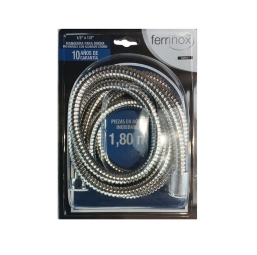 [MAN-FER-CAN117] MANGUERA / CANILLA DE ACERO INOX P/ DUCHA TELEFONO BLIS DE 1/2" X 1/2" X 1.8 MTS REF.CAN117 FERRINOX