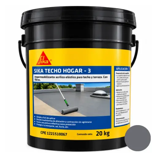 [MAN-SIK-625047] PINTURA ELASTOMERICA ACRIL TECHO 3 PAILA ( 04,40 GL - 20 KG) COLOR GRIS REF. 625047 MARCA SIKA