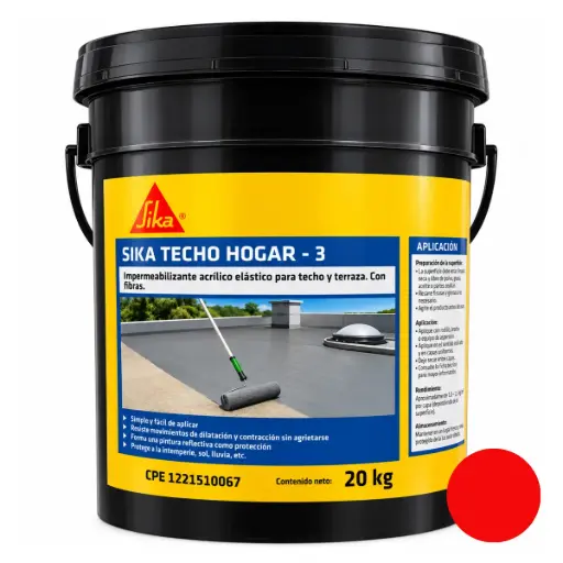[MAN-SIK-625147] PINTURA ELASTOMERICA ACRIL TECHO 3 PAILA ( 04,40 GL - 20 KG ) COLOR ROJO REF. 625147 MARCA SIKA