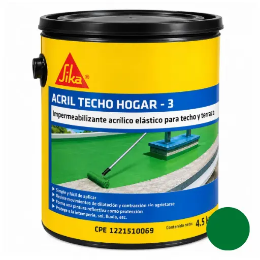 [MAN-SIK-625250] PINTURA ELASTOMERICA ACRIL TECHO 3 1 GLN ( 4.50 KG ) COLOR VERDE REF. 625250 MARCA SIKA