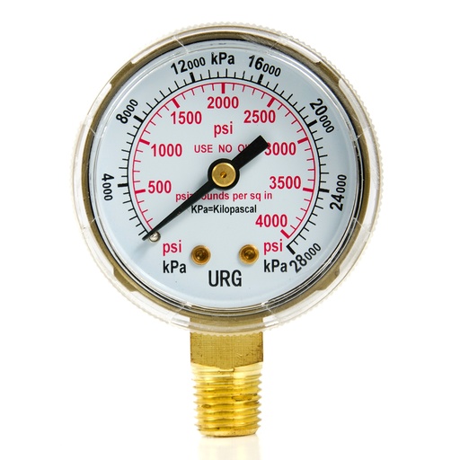 [MAN-WEL-2001291] MANOMETRO RELOJ DE 0-4000PSI DE 2" URG REF. 02001291 MARCA WELDTECH