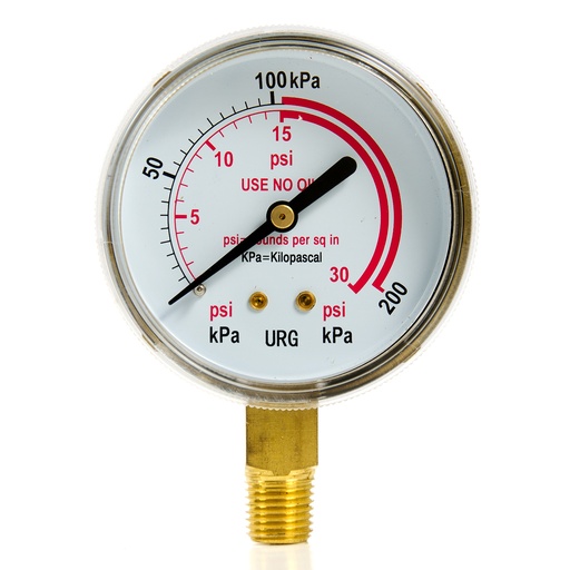 [MAN-WEL-2001292] MANOMETRO RELOJ DE 2 1/2" URG 0- 30 PSI CONECTOR 1/4" REF -2001292 MARCA WELDTECH