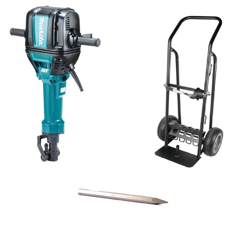 [MAR-MAK-HM1812X] KIT MARTILLO PERFORADOR / DEMOLEDOR 33 KGS + CARRUCHA + CINCELES REF. HM1812 + HM1812-KIT MAKITA