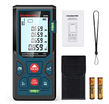 [MED-HAN-LM50] MEDIDOR / METRO LASER DE 50 MTS IP54 C/ NIVEL + CORREA + BATERIA AAA REF. LM50 / X002NM84MZ HANMATEK