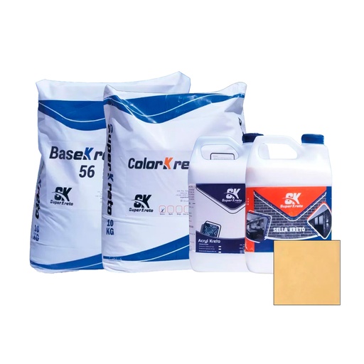 [MIC-SUP-PISOARAGUANEY] MICRO CEMENTO P/ PISO KIT 5 MT2 4MM COLOR ARAGUANEY (BASE 56+COLOR+ACRYL+SELLADOR) SUPER KRETO