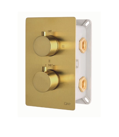 [MIX-QM-14.800.1009-G] MONOMANDO / MEZCLADOR / MIXER TERMOSTATICO QM+ 3 FUNCIONES P/DUCHA SERIE SUPREME DORADO GOLD QUALIT