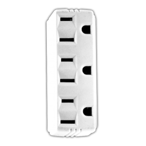 [MUL-KOB-149W] MULTITOMA DE 3 SALIDAS CON TIERRA PARA TOMA SENCILLA BAKELITA 15 AMP 125 V BLANCO REF. KOB-149W KOBY