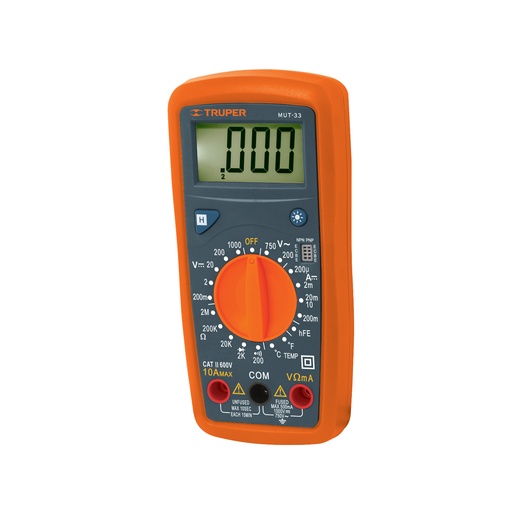 [MUL-TRU-10401] MULTIMETRO DIGITAL PROF. LUZ EN PANTALLA C/BAT 9V MOD. MUT-33 REF. 10401 MARCA TRUPER