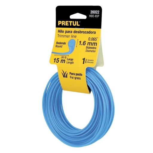 [NYL-PRE-20022] NYLON PARA PODADORA ELECTRICA DE 16 MM X 12 MTS MOD. HDE-65 REF. 20022 MARCA PRETUL