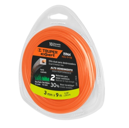[NYL-TRU-15964] NYLON PARA PODADORA 3 MM X 9MTS COLOR ANARANJADO HDU-9-118 REF-15964 (TIPO REDONDO) MARCA TRUPER