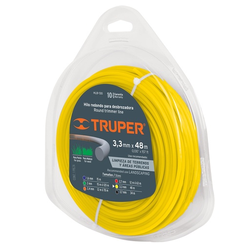 [NYL-TRU-17630] NYLON PARA PODADORA 3.3 MM X 48 MTS COLOR AMARILLO HLB-130 REF-17630 (TIPO REDONDO) MARCA TRUPER