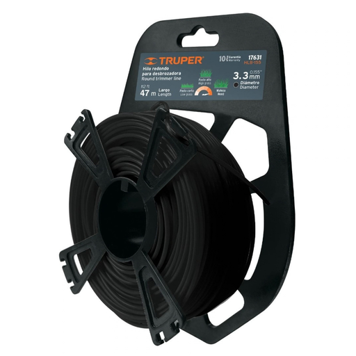 [NYL-TRU-17631] NYLON PARA PODADORA 3.7 MM X 34 MTS COLOR NEGRO HLB-155 REF-17631 (TIPO REDONDO) MARCA TRUPER