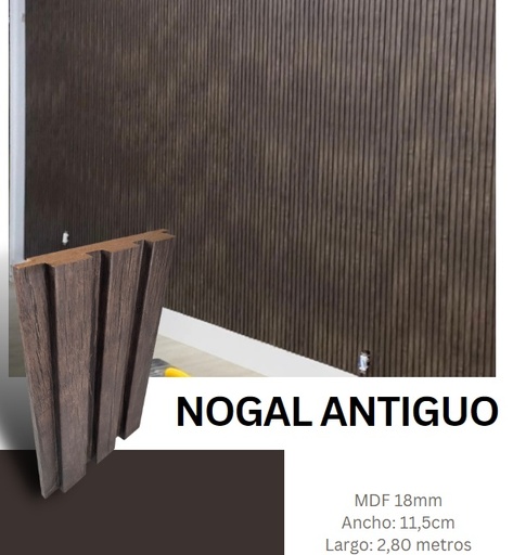 [PAN-AGT-GIZP7010] PANEL/PERFIL PARA PARED MADERA WALL PANEL INTERIOR 11CM X 2,80MT COLOR MATT ANTIGUE WALNUT MARCA AGT