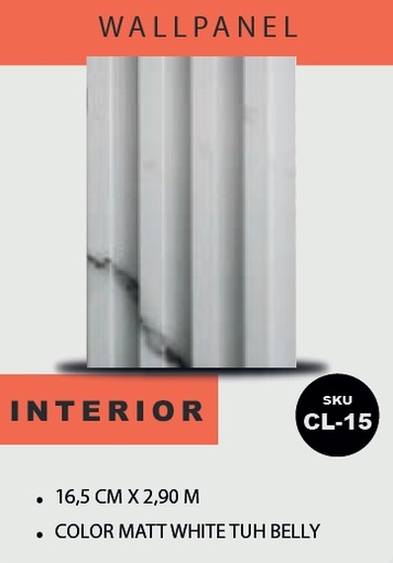 [PAN-MAC-CL-15] PANEL PARA PARED PLASTICO WALL PANEL INTERIOR 16,5 CM X 2,90 MTS COLOR JAZZ WHITE MACHIFERMA