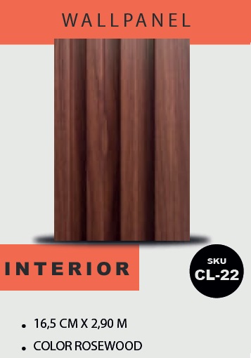 [PAN-MAC-CL-22] PANEL PARA PARED PLASTICO WALL PANEL INTERIOR 16,5 CM X 2,90 MTS COLOR ROSEWOOD MACHIFERMA
