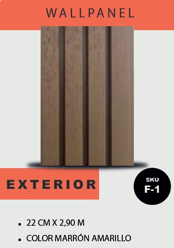 [PAN-MAC-F-1] PANEL PARA PARED PLASTICO WALL PANEL EXTERIOR 22 CM X 2,6 CM X 2,90 MTS COLOR MARRÓN MACHIFERMA