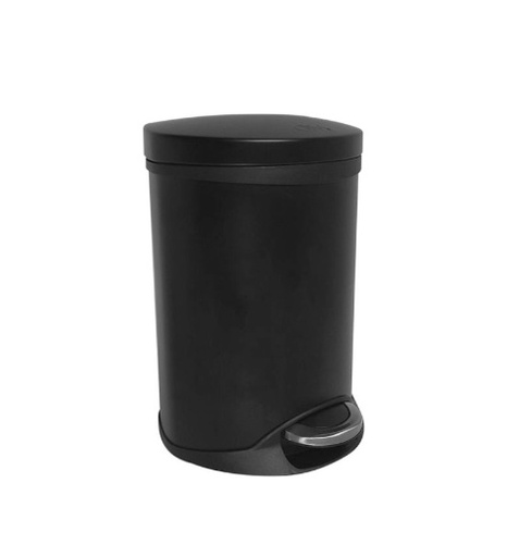 [PAP-QM-14.300.1040B] PAPELERA DE PEDAL BASURERA 6 LTS SERIE DELTA COLOR NEGRO BLACK MARCA QUALITY METAL