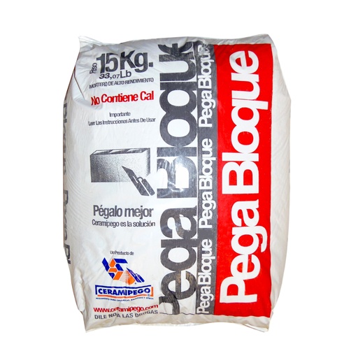 [PEG-CER-BL15] PEGA BLOQUE GRIS SACO 15 KG REF. PT-PEGA-BL15 MARCA CERAMIPEGO 