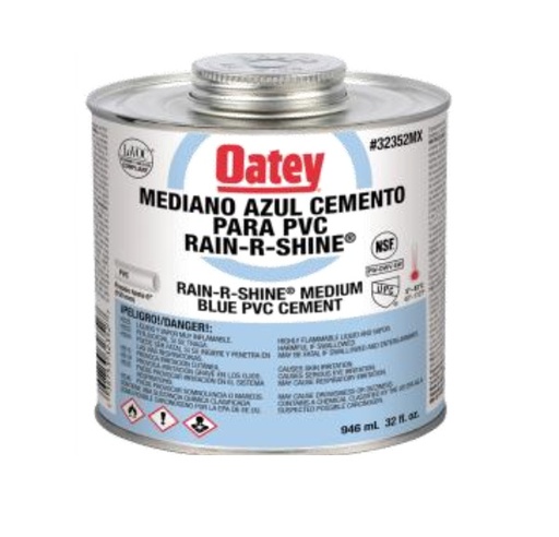 [PEG-OAT-PEG-784] SOLDADURA / PEGA CEMENTO AZUL CONDICIONES HUMEDAS 1/4 GL 946 ML/308944 REF. MARCA OATEY